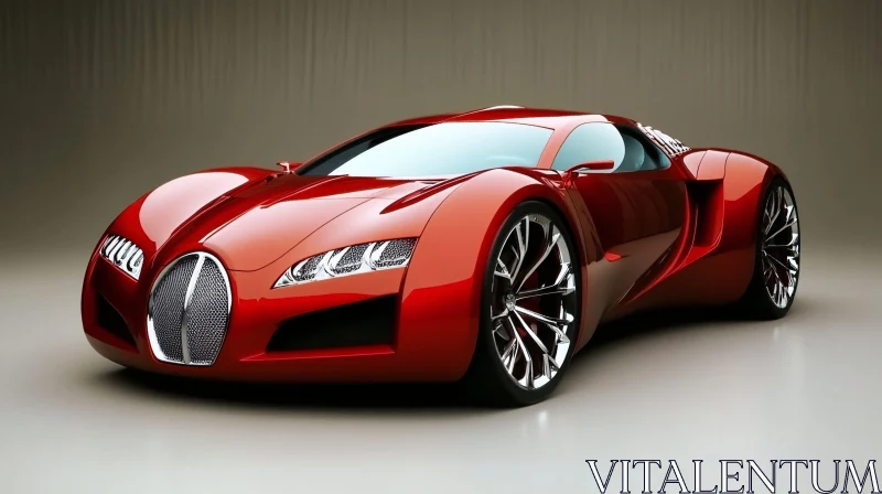 Red Luxury Sportscar with Futuristic Aesthetics AI Image