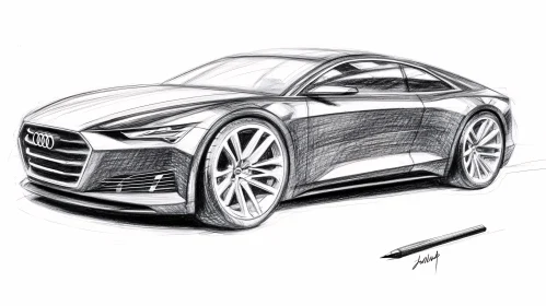 Audi Car Concept Art Pencil Drawing