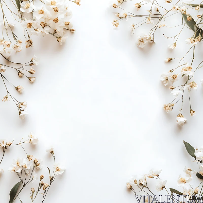 AI ART Elegant White Blossoms Minimalist Art