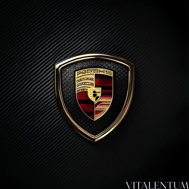 Porsche Shield Emblem with Carbon Fiber Texture AI Image