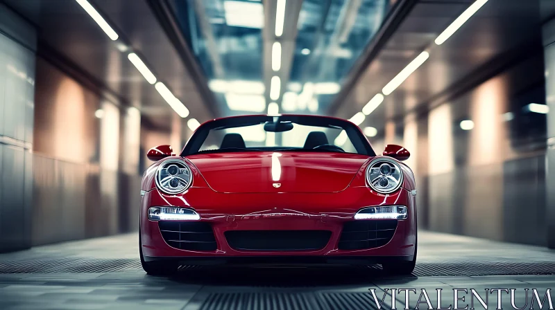 Sleek Convertible Car in Illuminated Garage AI Image