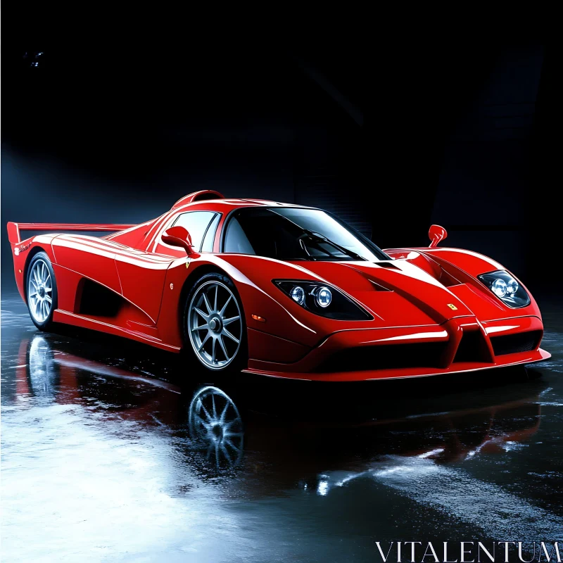 Luxurious Red Supercar Highlight AI Image