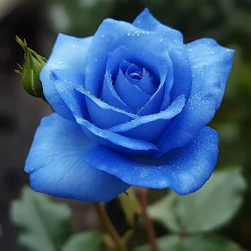 Detailed Close-Up of a Blue Rose Flower