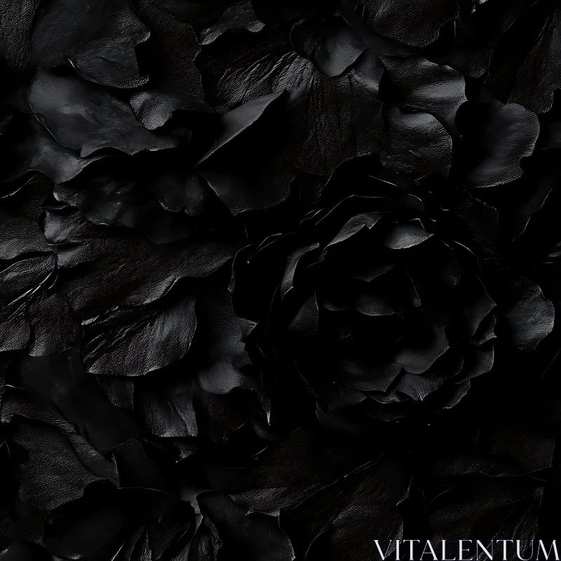 Black Textured Creased Abstract Art AI Image