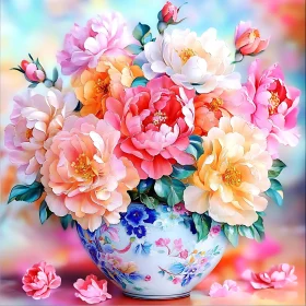 Stunning Peony Arrangement in Decorative Vase