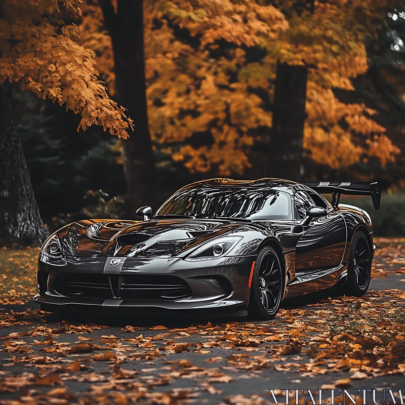 AI ART Luxury Car Amidst Fall Foliage