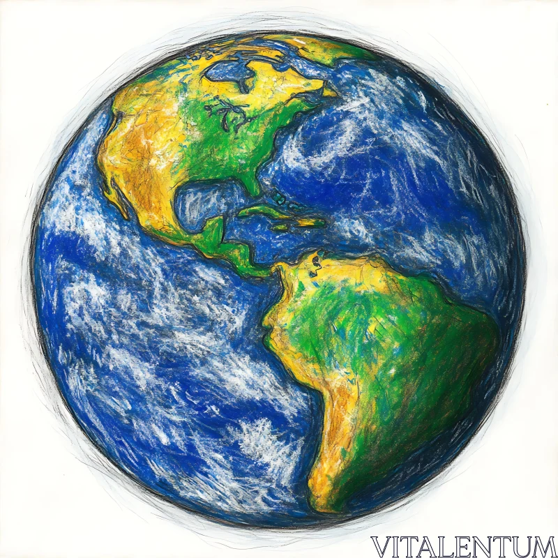 Colorful Earth Drawing AI Image