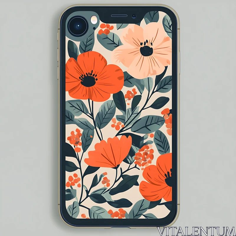 Stylish Flower Design Phone Cover AI Image