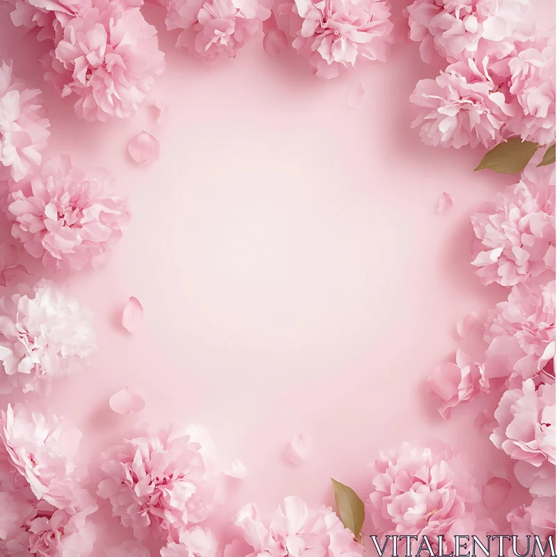 AI ART Delicate Pink Peony Petal Border