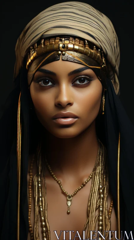 Captivating Egyptian Art: Young Woman in Traditional Costume AI Image
