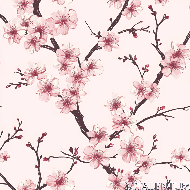 Elegant Cherry Blossom Artwork AI Image