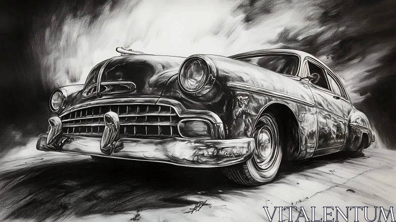 Timeless Vintage Car Drawing AI Image