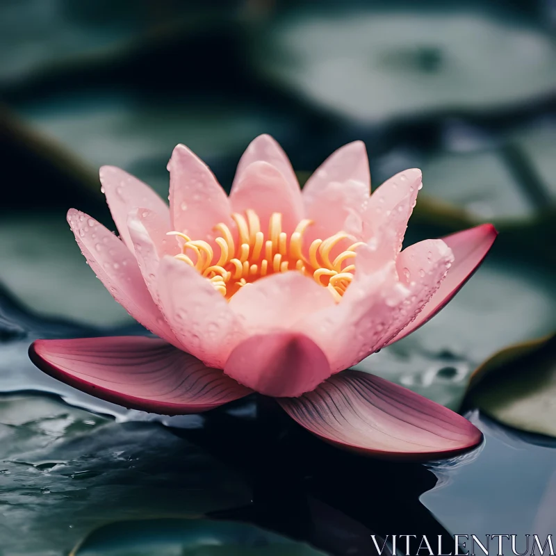 Pink Water Lily in Bloom AI Image