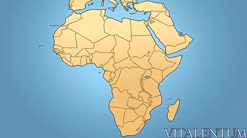 Simplified African Continent Map with Clear Regions AI Image