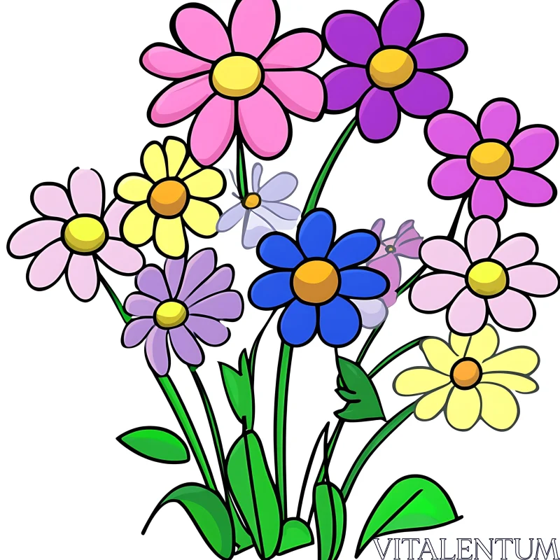 Daisy Bouquet Illustration AI Image