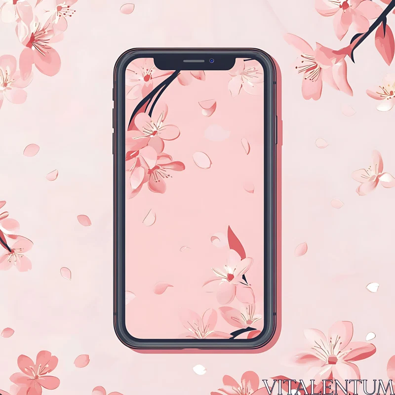 AI ART Stylish Phone with Floral Background