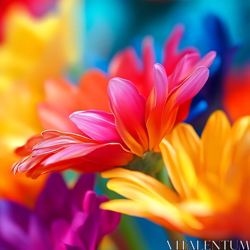 Colorful Flower Petals Close-Up AI Image