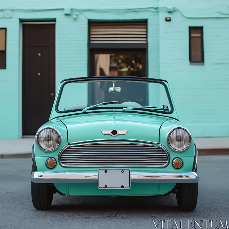 Classic Blue Convertible Car in City Scene AI Image