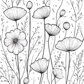 Detailed Botanical Line Art