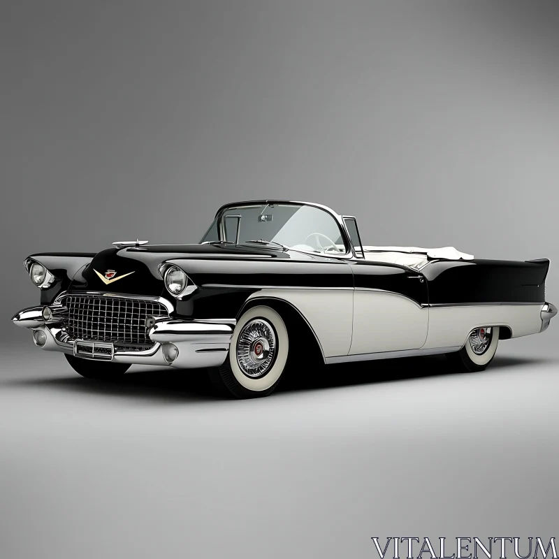 Elegant Black and White Classic Car AI Image