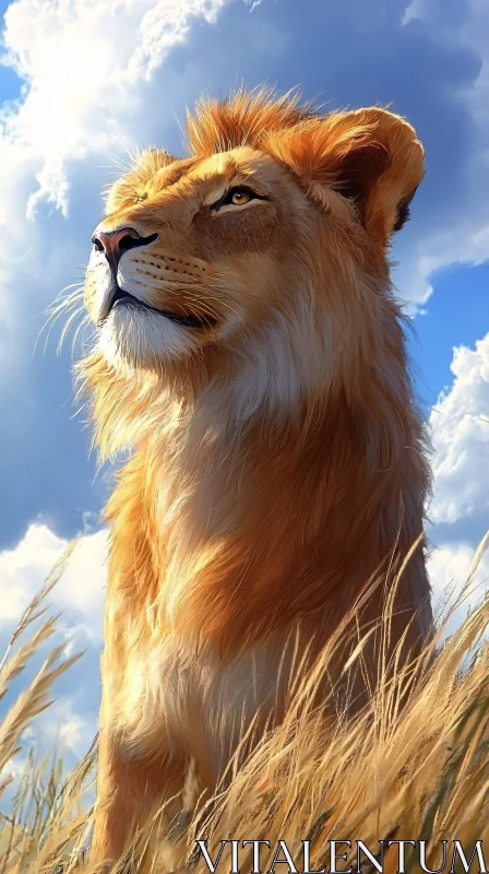 AI ART Lion in the Sunlit Grasslands