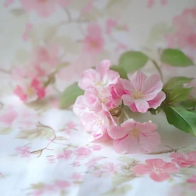 Gentle Pink Blossoms with Green Leaves