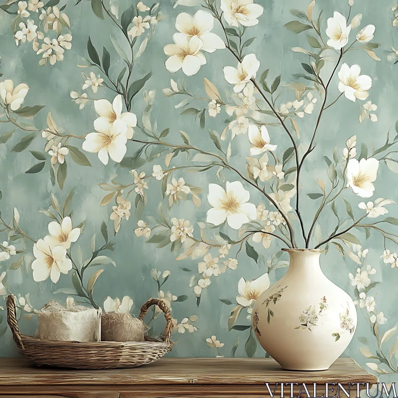 Elegant Floral Vase Decoration AI Image