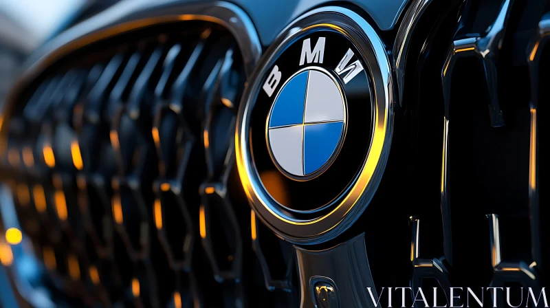 Detailed View of BMW Emblem and Grille AI Image