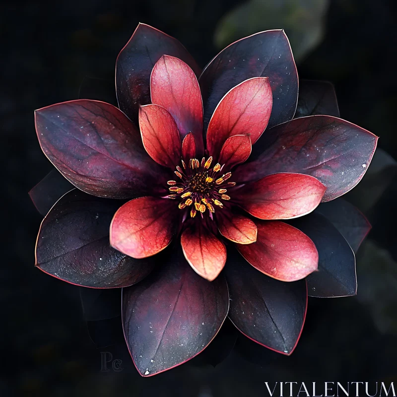 Dramatic Red and Black Flower Bloom AI Image