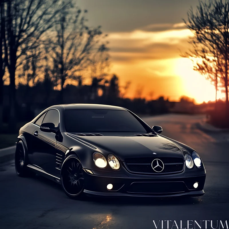 Elegant Black Automobile at Twilight AI Image