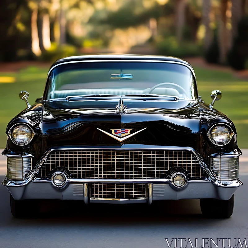 Timeless Black Vintage Car on Smooth Pavement AI Image