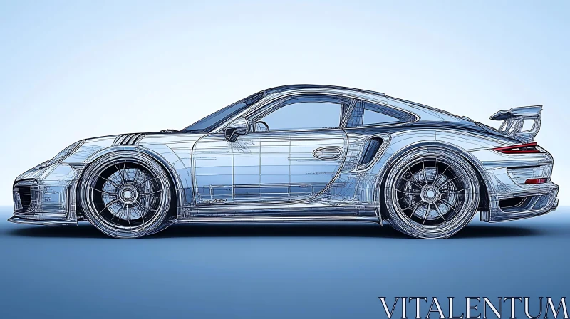 Sports Car Technical Drawing AI Image