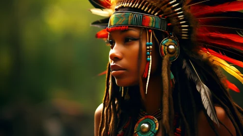 Captivating Indian Woman in Mesamerican-Inspired Headdress | Art of the Congo