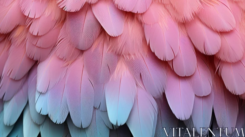 Close-up of Pink and Blue Flamingo Feathers Artwork AI Image