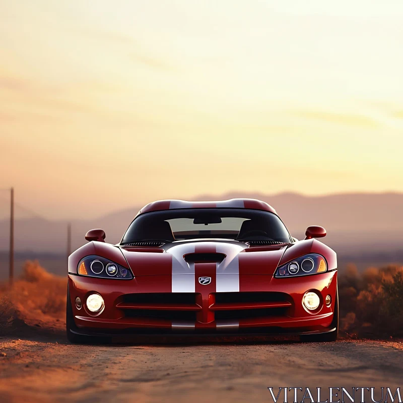Red Sports Car at Golden Hour