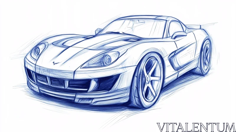 Sportscar Design Blueprint in Blue