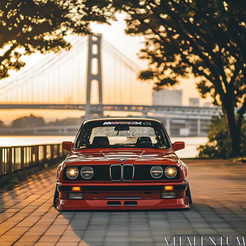 Vintage Car in Urban Sunset