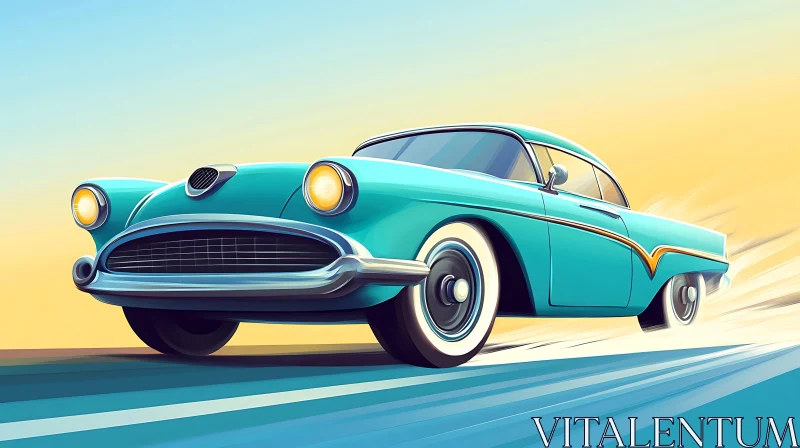 Retro Car Speeding Forward Artwork