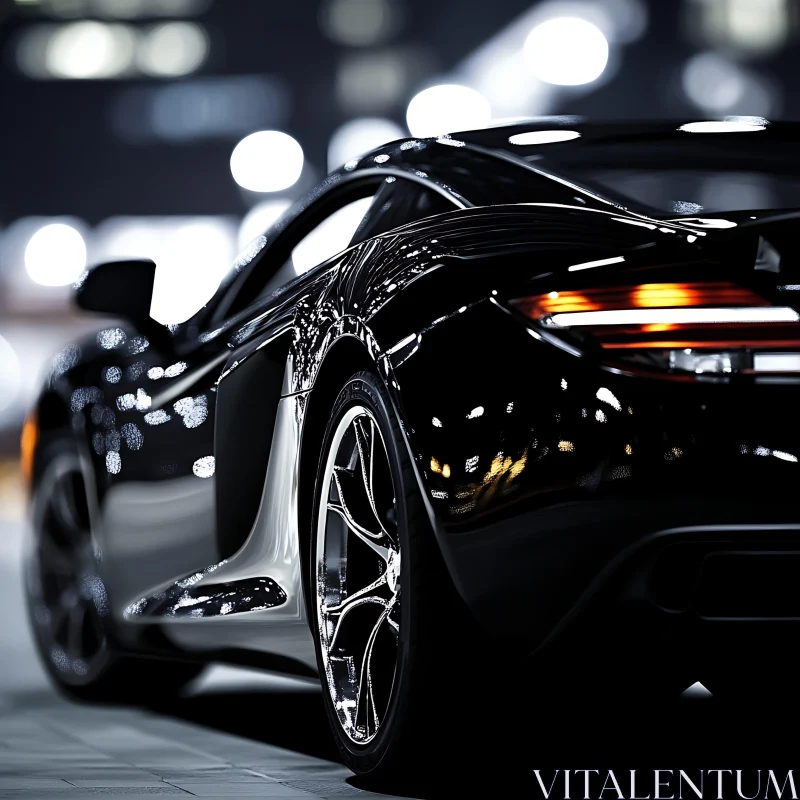 AI ART Modern Urban Supercar with City Lights Reflection