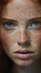 Portrait of an Artist with Freckles in Norwegian Nature | Photorealistic Macro Photography