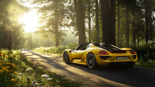 Yellow Car in Nature