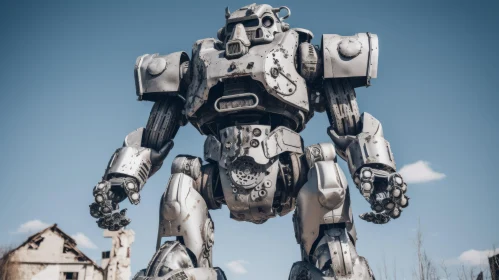 Colossal Steelpunk Robot in a Barren Desert - Stark and Unfiltered