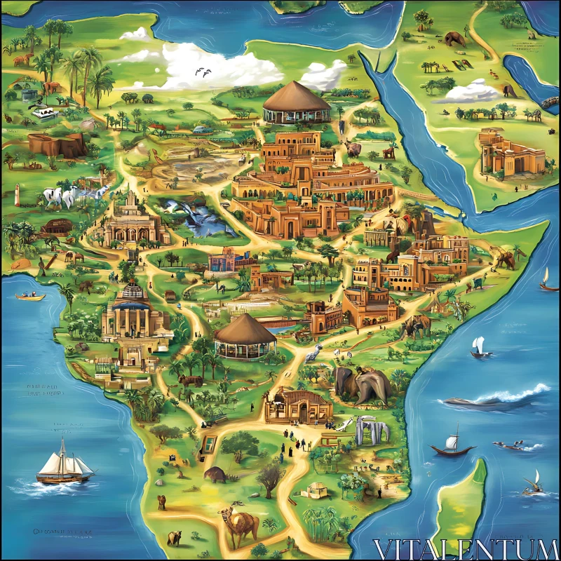 Ancient Civilization Map Illustration AI Image