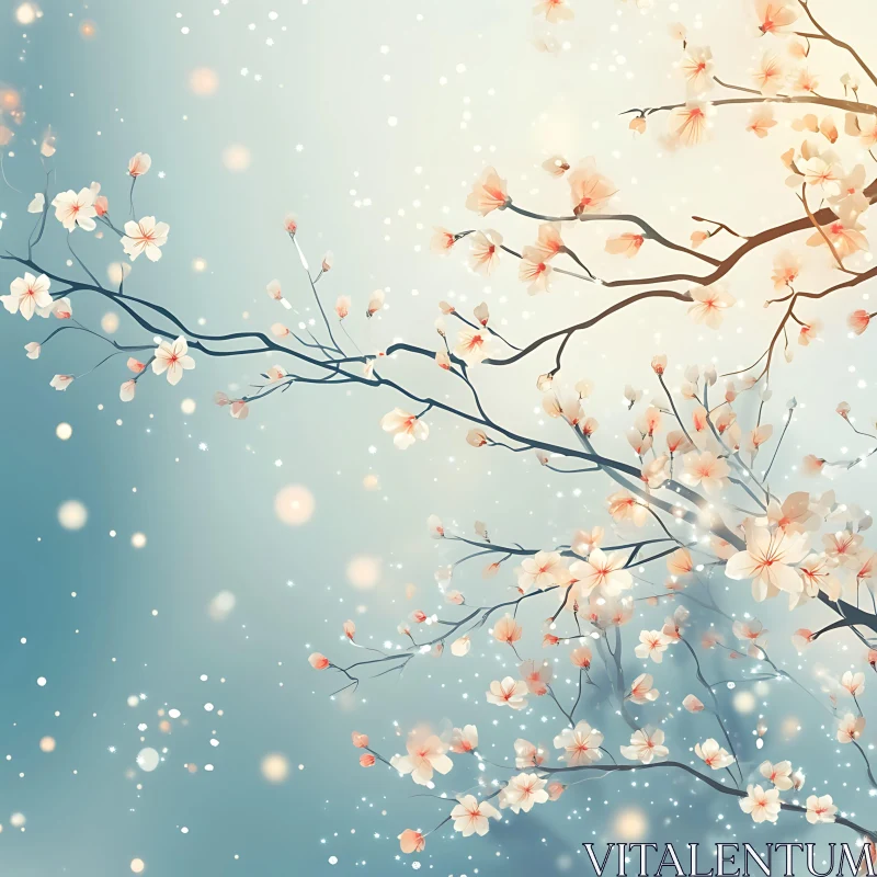 AI ART Cherry Blossoms Under Soft Light