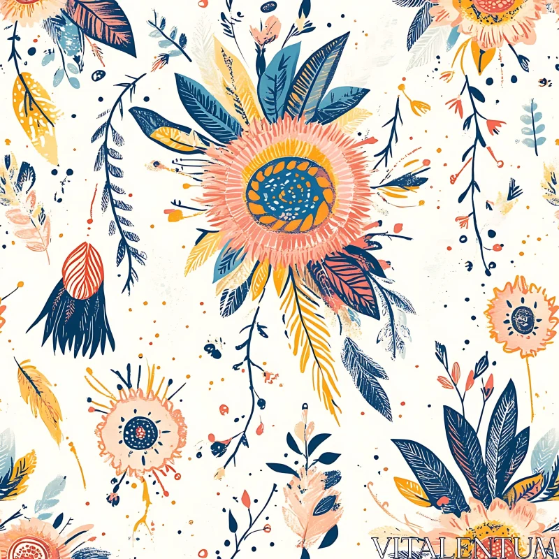 Colorful Floral Design with Sunflowers AI Image