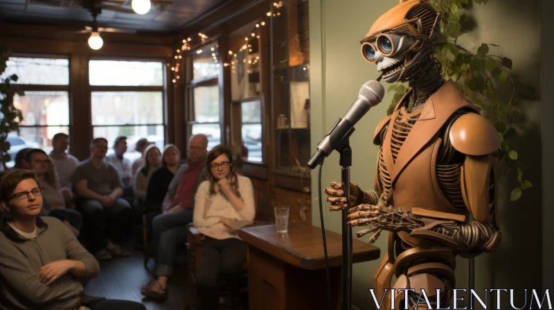 Robotic Orator in a Pub: A Fusion of Art and Technology AI Image