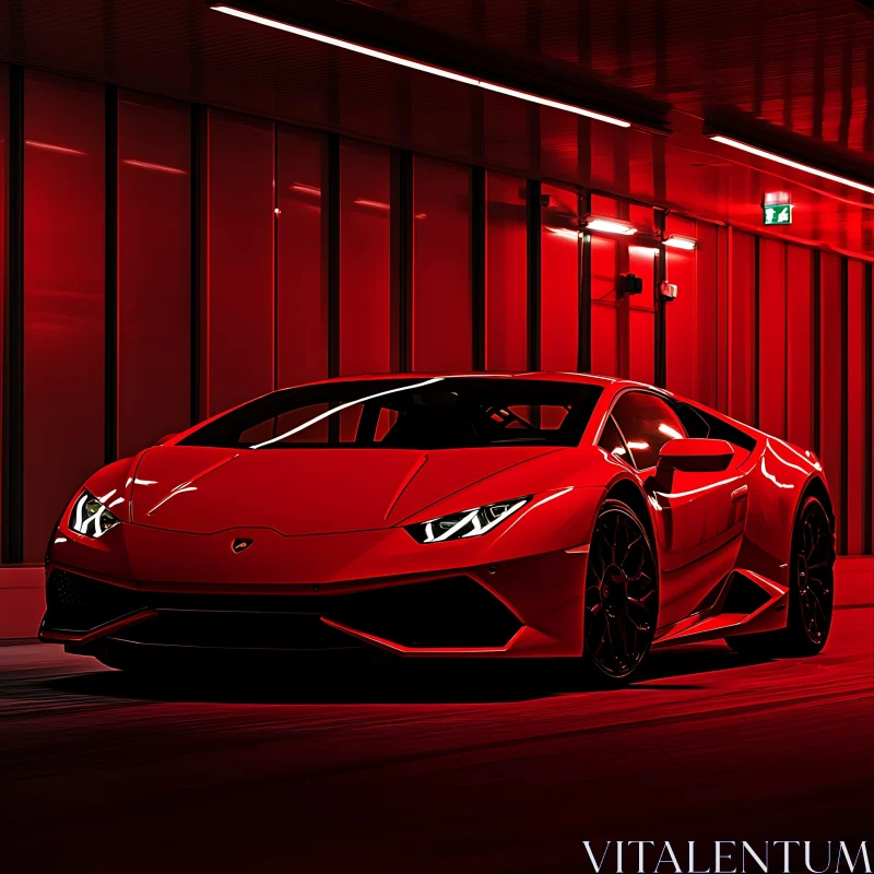 Luxury Red Sports Car Display AI Image