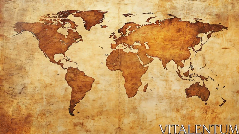 Old-World Map in Sepia Tones AI Image