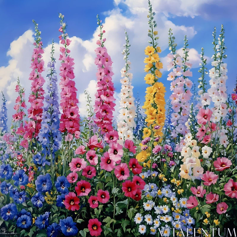 AI ART Vibrant Garden Blooms on a Sunny Day