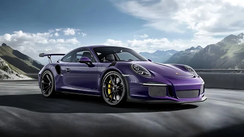 Purple Sports Car in Scenic Mountain Picture